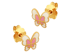 Boucles doreille or jaune 9K Papillon