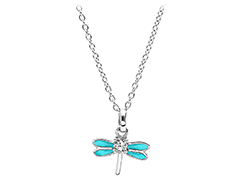 Collier argent rhodi Libellule