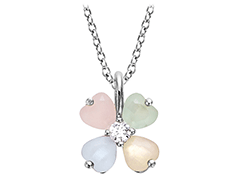Collier argent rhodi Fleur