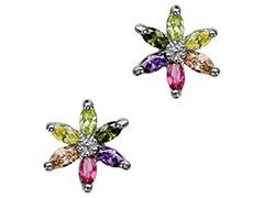 Boucles doreille argent et pierres