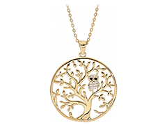 Collier plaqu or et oxydes Chouette
