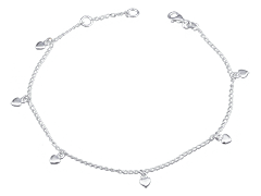 Chane de cheville argent Coeurs