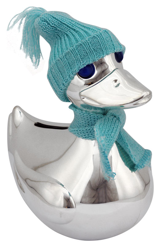 Tirelire mtal argent Canard