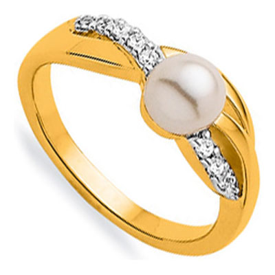 Bague plaqu or et perle de synthse
