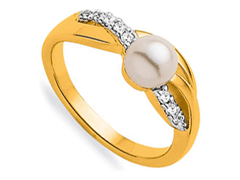 Bague plaqu or et perle de synthse