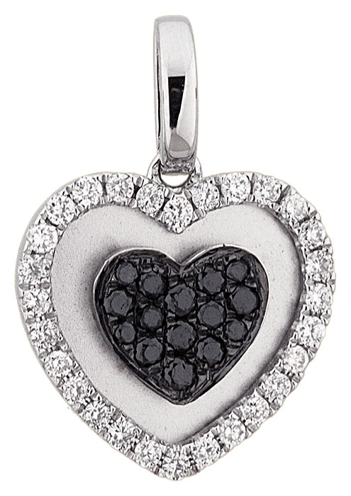 Pendentif or blanc et diamants Coeur