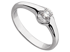 Solitaire or blanc et diamant 0.25 ct