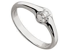 Solitaire or blanc et diamant 0.20 ct