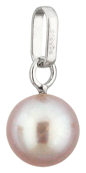 Pendentif or blanc et perle rose