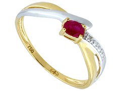 Bague or bicolore et rubis