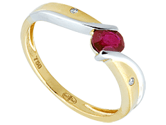 Bague or bicolore et rubis