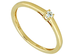 Solitaire or jaune et diamant