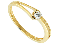 Solitaire or jaune et diamant 0.11 ct