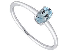 Bague or blanc et aigue-marine