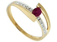 Bague or jaune et rubis