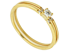 Solitaire or jaune et diamants