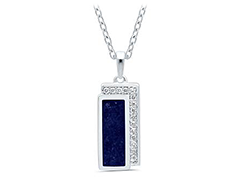 Collier argent rhodi� et diamants