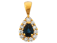 Pendentif or jaune, saphir et diamants