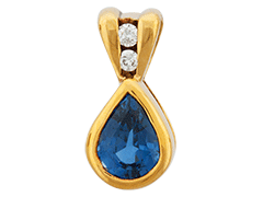 Pendentif or jaune, saphir et diamants