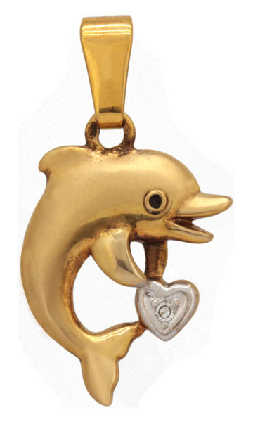 Pendentif Dauphin en or jaune 375 millimes