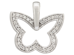 Pendentif Papillon or blanc et diamants