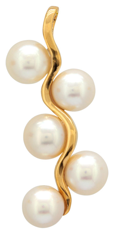 Pendentif or jaune et perles