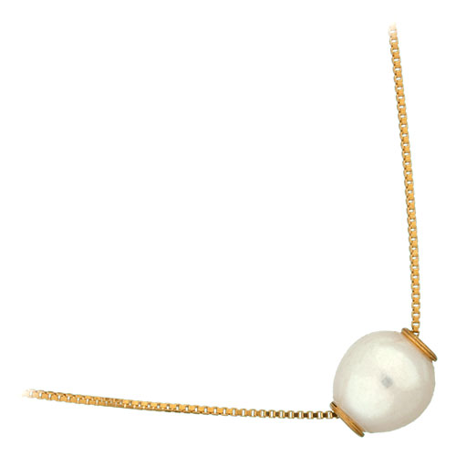 Collier or jaune et perle blanche