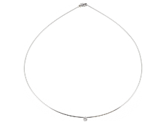 Collier or blanc et diamant 0.20 ct