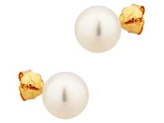 Boucles doreille or jaune et perle 6.5 mm