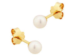 Boucles doreille or jaune et perle 4 mm