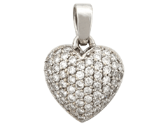 Pendentif Coeur or blanc et diamants