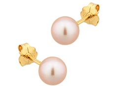 Boucles doreille or jaune et perle 5 mm