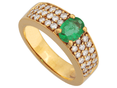 Bague or jaune, meraude et diamants