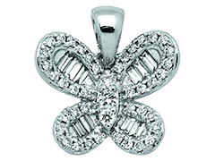 Pendentif or blanc et diamants Papillon