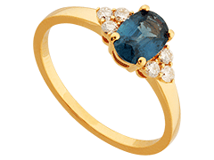 Bague or jaune et saphir bleu