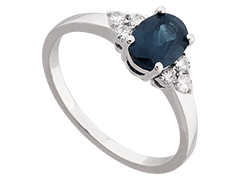 Bague or blanc et saphir bleu