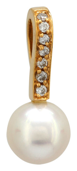 Pendentif or jaune, perle et diamants