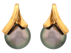 Boucles doreille or jaune et perle de Tahiti