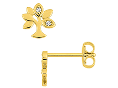 Boucles doreille plaqu or Arbre