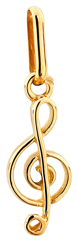 Pendentif or jaune 9K Clef de sol