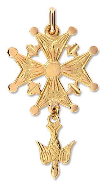 Pendentif or jaune Croix Huguenote