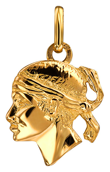 Pendentif or jaune 9K Tte de Maure