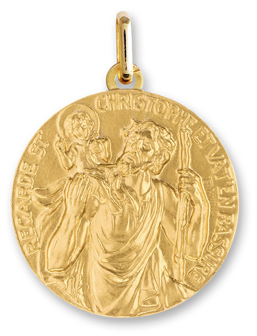 Mdaille or jaune Saint Christophe