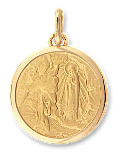 Mdaille or jaune 9K Sainte Bernadette