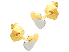 Boucles doreille or bicolore 9K Coeurs