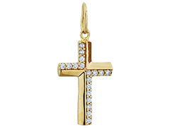 Pendentif Croix or jaune et oxydes