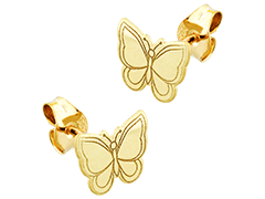 Boucles doreille or jaune 9K Papillon