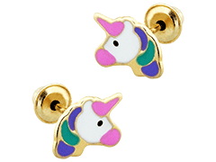 Boucles doreille or jaune 9K Licorne