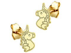 Boucles doreille or jaune 9K Licorne