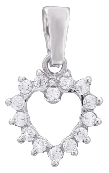 Pendentif Coeur or blanc et oxydes